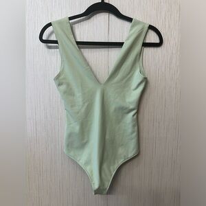 Free People Intimately Size xs green Keep It Sleek Thong Bodysuit